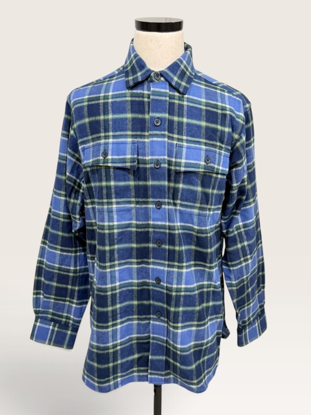 L.L.Bean Flannel Shirt Men's Chamois Traditional Fit Plaid Deep Blue NWT